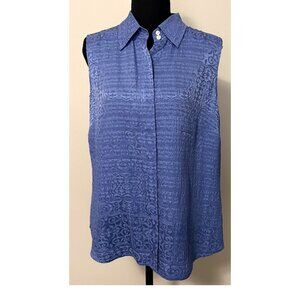 TALBOTS Women Textured 100% Pure Silk Collared Button-up Top - Sz 10